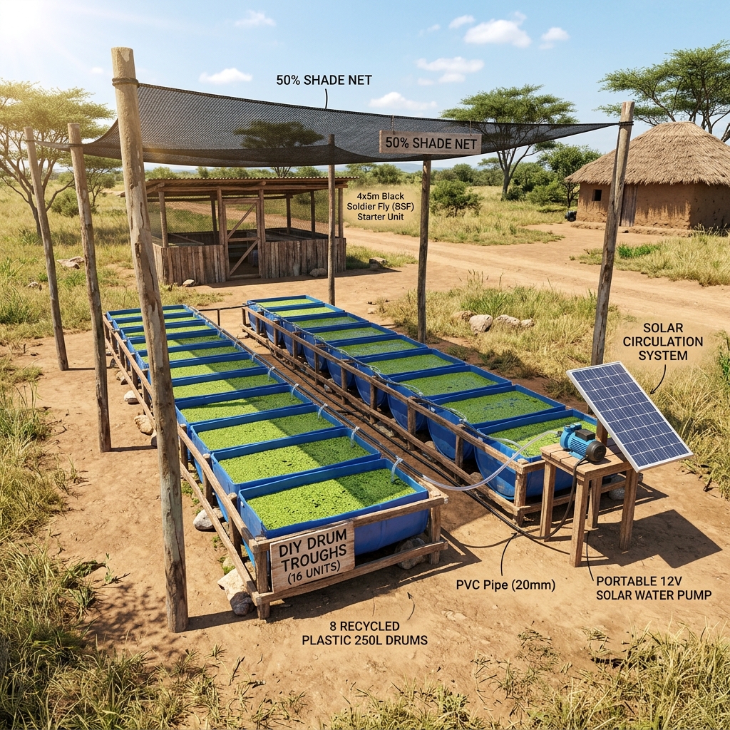 Duckweed starter drums — early cultivation prototype